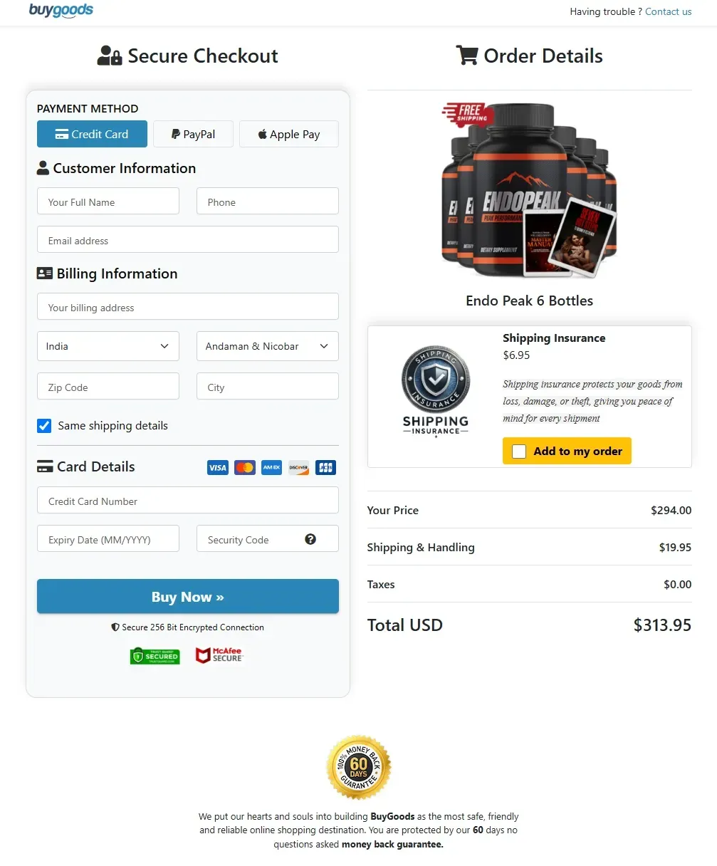 secure checkout page
